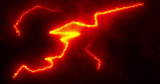 Fiery Lightning Bolts against Dark Background - Download Free Stock Images Pikwizard.com