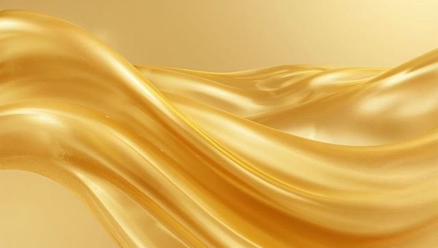 Flowing Golden Silk Waves with Glossy Satin Sheen for Luxury Backgrounds and Textures