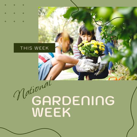 Children Celebrating National Gardening Week with Flowers
