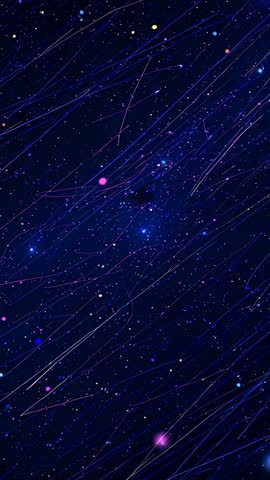 Vertical cosmic streaks video showing neon diagonal trails and multicolored starfield