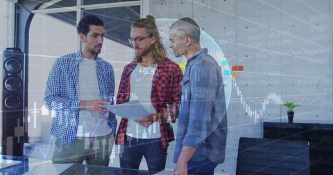 Financial Data Analysis with Diverse Business Team Collaborating