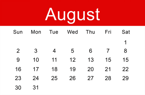 Transparent August Calendar with Day Numbers Illustrating Digital Design - Download Free Stock Videos Pikwizard.com