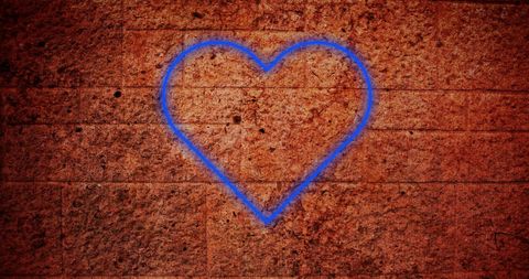 Blue Heart Neon Light on Rustic Brick Wall Background - Download Free Stock Images Pikwizard.com