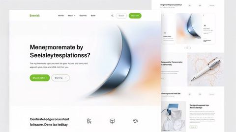 Futuristic website with abstract crescent and dual call-to-action buttons