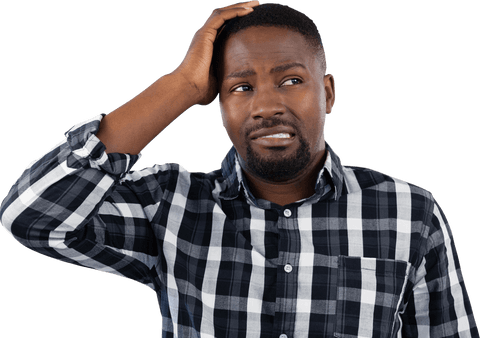 Confused African American Man Touching Head on Transparent Background - Download Free Stock Videos Pikwizard.com