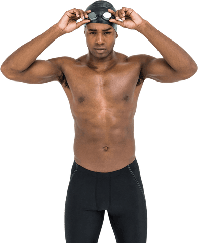 confident african american swimmer adjusting goggles transparent background - Download Free Stock Videos Pikwizard.com