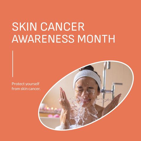skin cancer awareness month concept with woman splashing water on face - Download Free Stock Templates Pikwizard.com