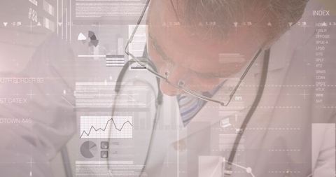 Innovative Healthcare Data Analysis by Doctor With Digital Overlay