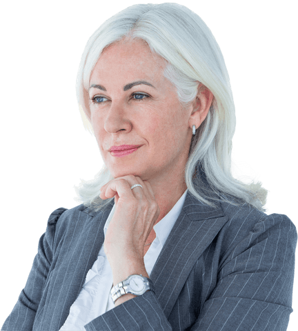thoughtful senior businesswoman poses on transparent background - Download Free Stock Videos Pikwizard.com