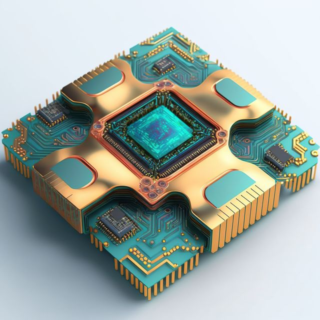 Computer processor on white background, created using generative ai technology. Computer microchip technology and digital information concept digitally generated image.