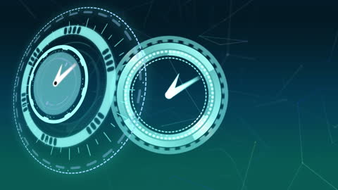 Futuristic Digital Clocks on Abstract Background