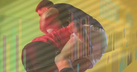 Dynamic Grappling Match Combined with Data Visuals and Athlete Performance