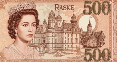 Exquisite Antique 500-Unit RASKE Note Displaying Regal Architecture