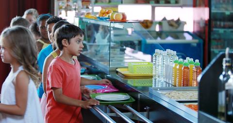 Children in School Cafeteria Line Choosing Lunch
