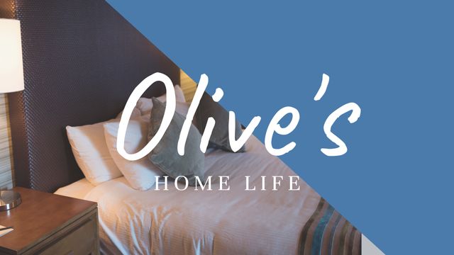 Warm and inviting scene featuring a cozy bedroom with neatly arranged pillows on the bed and soft lighting. Text overlay reads 'Olive's Home Life' in a modern font. Perfect for lifestyle blogs, interior design inspiration, home decor websites, and sleep product promotions.