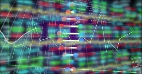 Neon Financial Graph with Stock Market Data Visualization