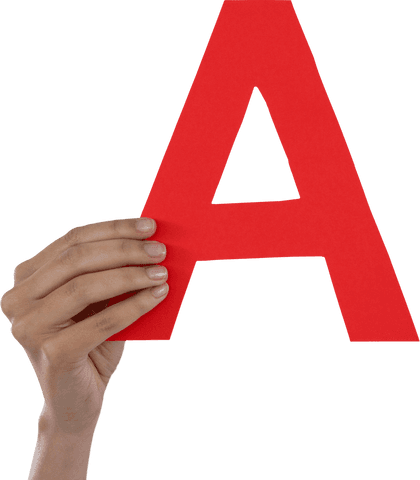 Hand holding red letter a - transparent background png