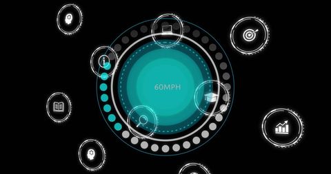 Digital interface with data and scanning icons