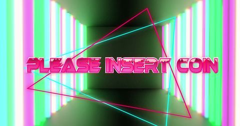 Retro Neon Lights with Glowing Arcade Insert Coin Text