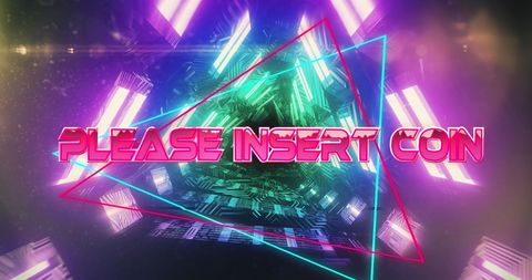 Glowing Neon Triangles with Retro Arcade Vibes