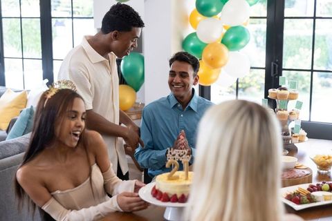 Joyful 21st Birthday Celebration with Friends and Festive Decor