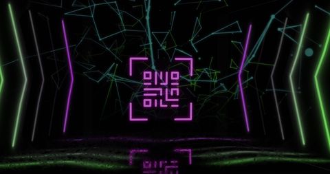 Glowing QR Code with Futuristic Neon Lines Over Dark Background - Download Free Stock Images Pikwizard.com