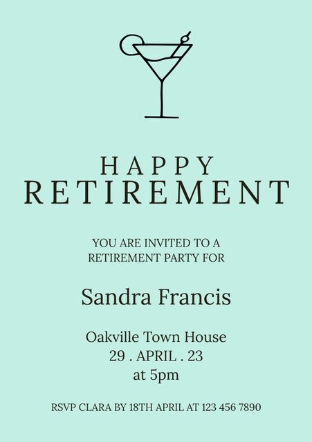Elegant Retirement Party Invitation with Martini Glass Symbol - Download Free Stock Videos Pikwizard.com