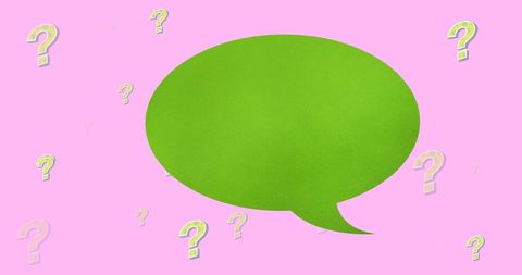 Speech Bubble and Question Marks on Pink Background