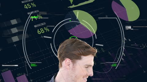 Digital Financial Analysis with Virtual Interface and Businessman