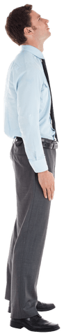 Serious Businessman Looking Up Transparent