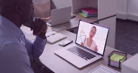 Professional Virtual Meeting Setup in Modern Office