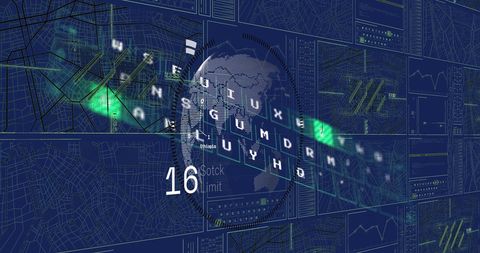 Digital Data Processing with Global Interface and Thematic Globe - Download Free Stock Images Pikwizard.com