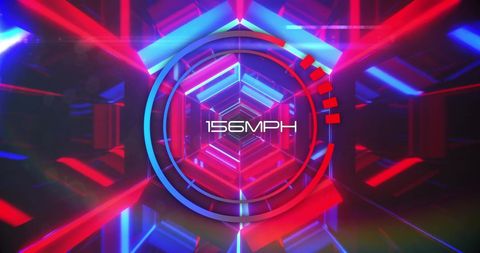 futuristic digital speedometer display at 156mph amid neon geometric shapes - Download Free Stock Images Pikwizard.com