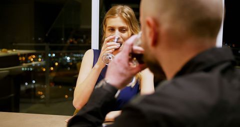 Romantic Evening Out Enjoying Drinks with City View - Download Free Stock Images Pikwizard.com