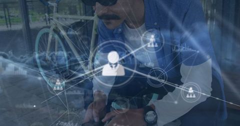 Man Interacting with Cloud Networking Technology on Smartphone