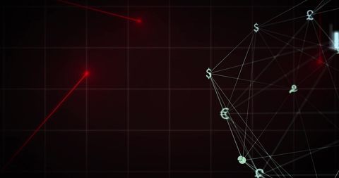 Digital Network of Currency Symbols on Grid Background - Download Free Stock Images Pikwizard.com