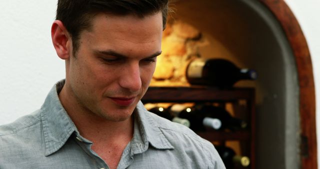 Bartender Contemplating at Wine Cellar - Download Free Stock Images Pikwizard.com