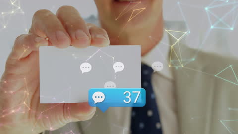 Businessman Holding Network with Social Media Concept