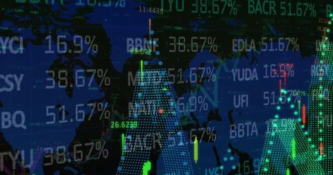 Global Financial Data Visualization over Digital World Map - Download Free Stock Images Pikwizard.com