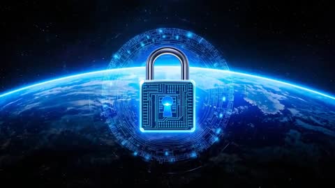 Secure Digital Lock Encircling Earth's Horizon