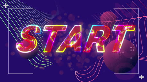 Neon START Text with Futuristic Grid Background