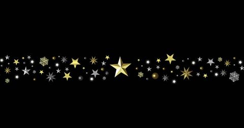 Festive Starry Banner with Ornate Decorations on Black