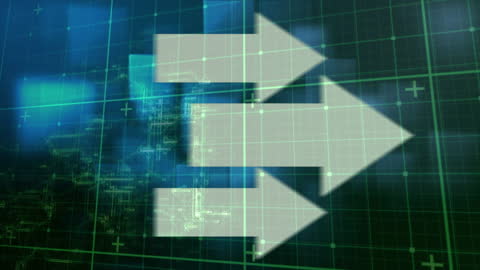 Abstract Technology Arrows on Digital Grid Background