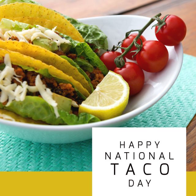 Celebrate National Taco Day with Delicious Tacos and Fresh Ingredients - Download Free Stock Templates Pikwizard.com