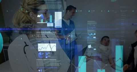 Doctor Consulting Patient with Holographic Data Display