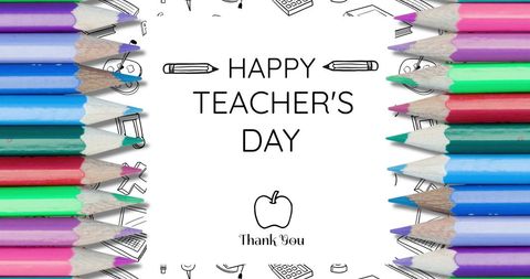 Colorful Pencils Framing Happy Teacher's Day Message - Download Free Stock Images Pikwizard.com