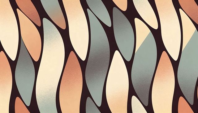 Organic wave leaf pattern with dark lattice and grainy pastel gradients for wallpaper