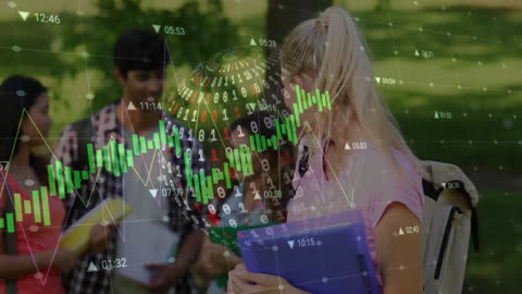 Global Education and Digital Data on Diverse Campus Background