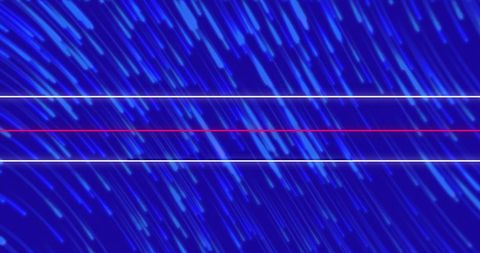 Abstract neon lines and light trails on blue background