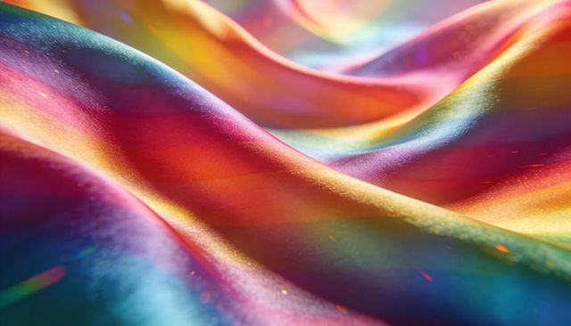 Iridescent satin waves with glitter sheen abstract macro texture for luxury backgrounds